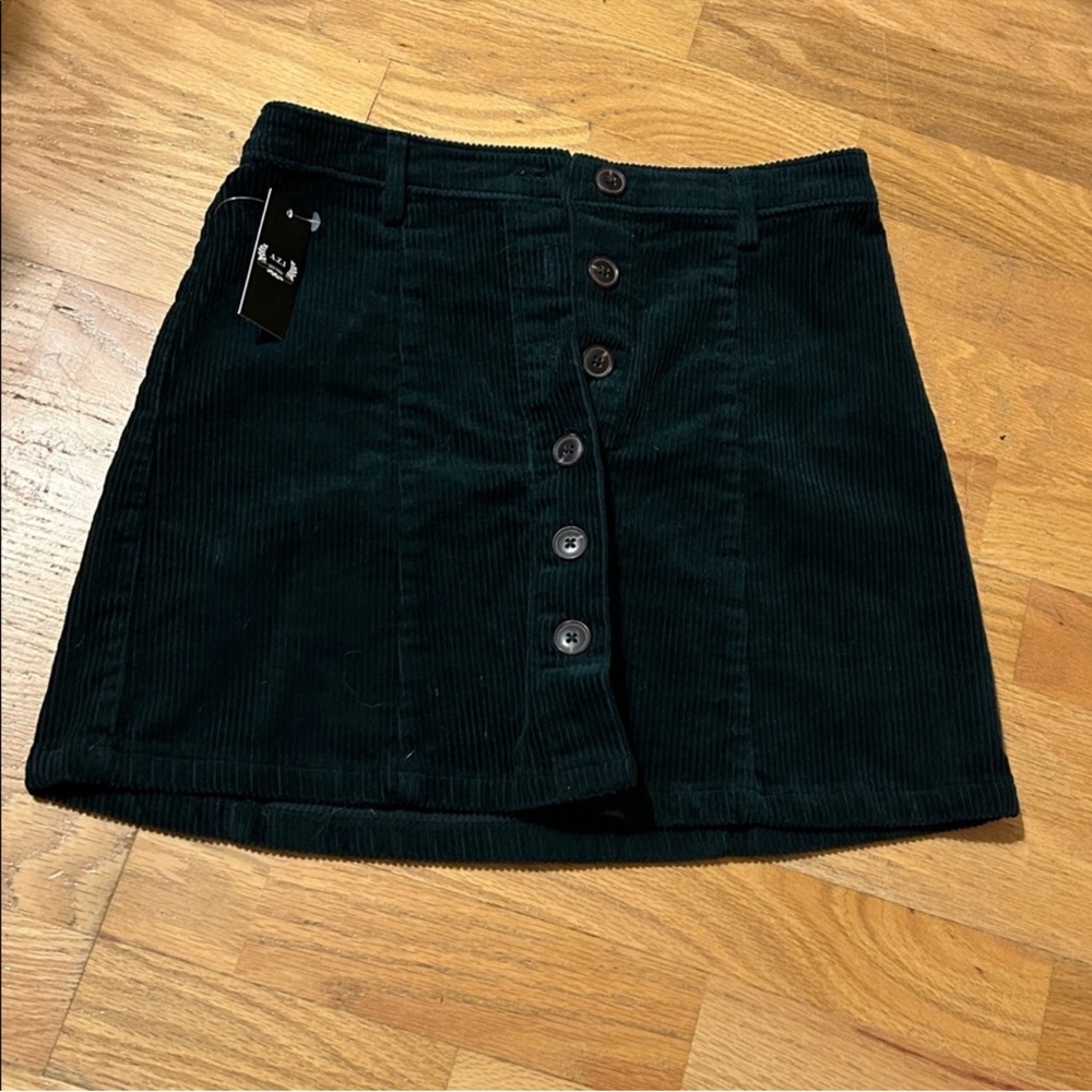 Green Corduroy Mini Skirt